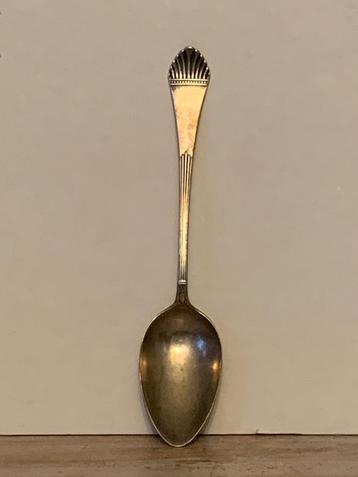 Zilveren Art Deco lepel, waaier, parelrand  beschikbaar voor biedingen