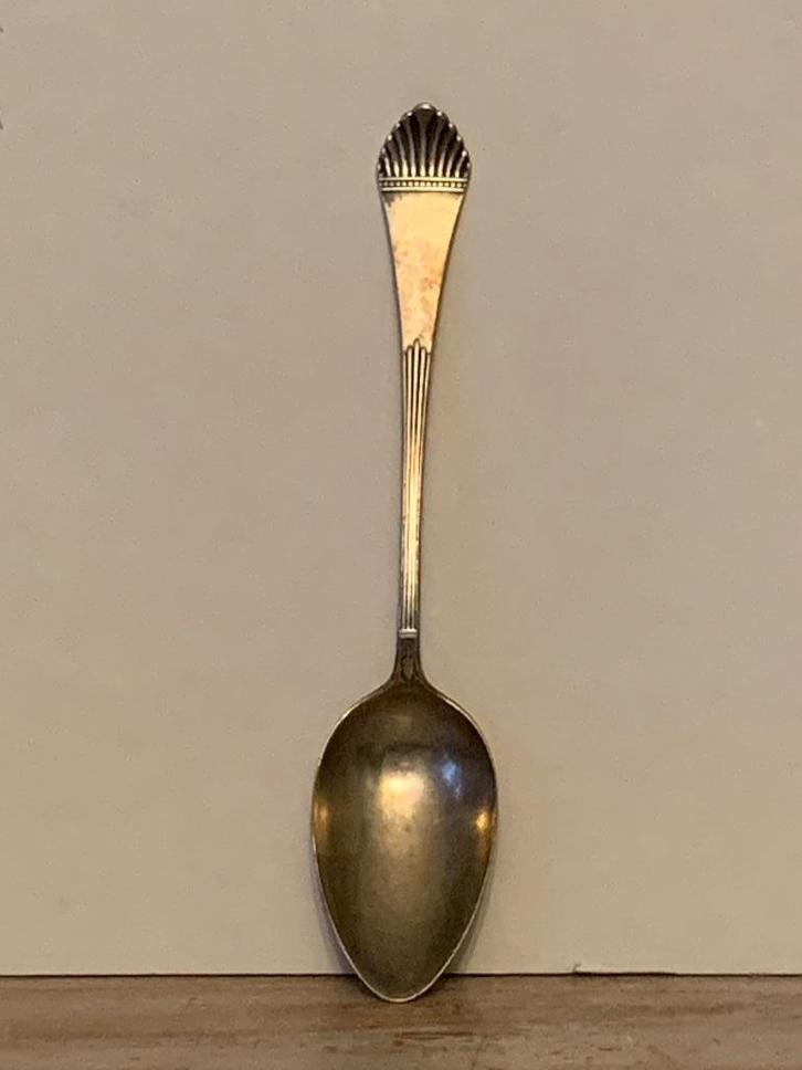 Zilveren Art Deco lepel, waaier, parelrand, Antiek en Kunst, Antiek | Goud en Zilver, Zilver, Ophalen of Verzenden