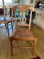 4 houten stoelen met rieten zitting, Huis en Inrichting, Stoelen, Ophalen, Gebruikt, Bruin, Vier