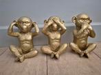 Gouden apen
Set van 3
Horen - Zien - Zwijgen 17.5 cm, Ophalen of Verzenden, Zo goed als nieuw, Dier