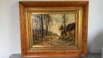 Henri Matthys/Matthijs – Boslandschap met wandelaar, Antiek en Kunst, Kunst | Schilderijen | Klassiek, Ophalen of Verzenden