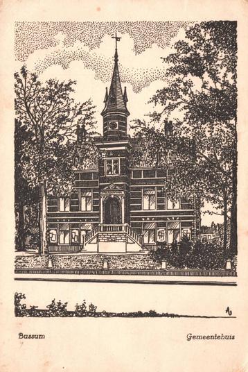Bussum Gemeentehuis, Pentekening (1944) 130023 beschikbaar voor biedingen