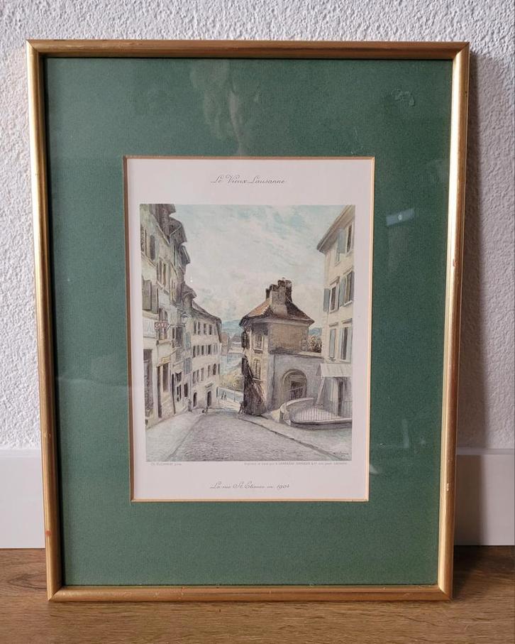 Litho uit oud album 'Le Vieux Lausanne' 1904, Antiek en Kunst, Kunst | Litho's en Zeefdrukken, Ophalen of Verzenden