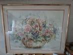 2 stuks Aquarel Schilderij Bloemenmand Trudy Huyskamp, Ophalen of Verzenden