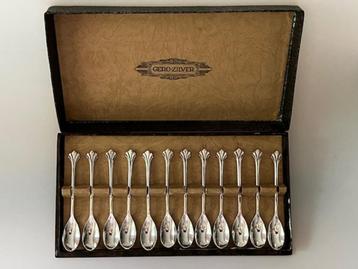 12 Gero Art Deco verzilverde theelepels beschikbaar voor biedingen