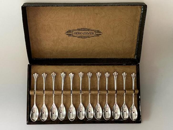 12 Gero Art Deco verzilverde theelepels, Antiek en Kunst, Antiek | Bestek, Ophalen of Verzenden