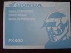 Honda FX650 1999 motorcycle owner's manual FX 650, Ophalen of Verzenden, Honda