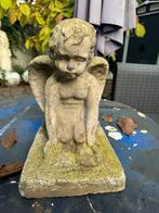 Fraai antiek stenen ( beton?) engeltje tuinbeeld, Ophalen of Verzenden