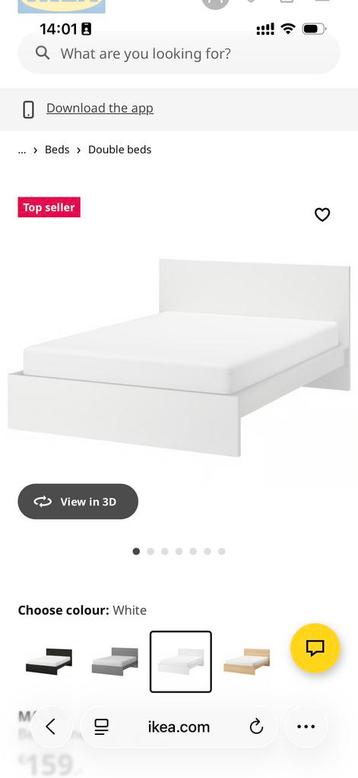 Ikea Malm bed 140x200 met lattenbodem - afbeelding 2