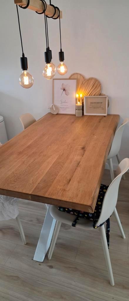 Boomstam Eettafel Eiken - 160x90cm, Huis en Inrichting, Tafels | Eettafels, Zo goed als nieuw, 50 tot 100 cm, 150 tot 200 cm, Vier personen