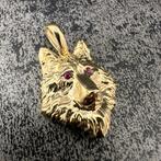 14 karaats gouden hanger wolf kop model, Ophalen of Verzenden, Zo goed als nieuw, Kruis of Symbool, Goud