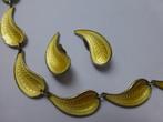 DAVID ANDERSEN Zilveren Collier en Oorbellen Email ‘Bladeren, Sieraden, Tassen en Uiterlijk, Verzenden, Zilver, Ketting, Verguld