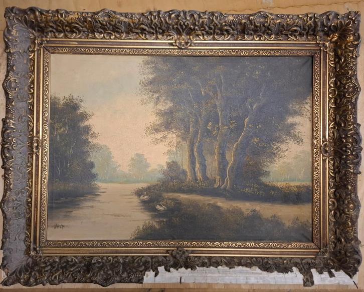 Oude schilderij met gouden lijst, Antiek en Kunst, Kunst | Schilderijen | Klassiek, Ophalen