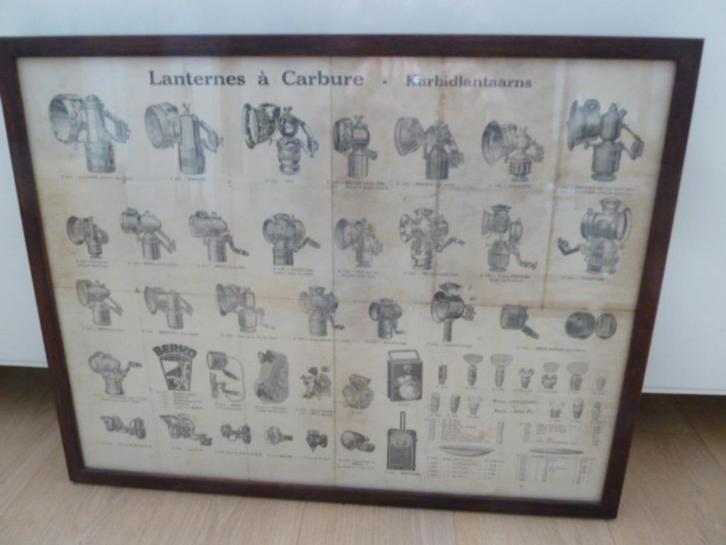 antieke fiets verlichting poster carbid oldtimer fiets retro, Antiek en Kunst, Kunst | Litho's en Zeefdrukken, Ophalen