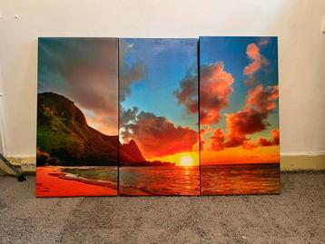 Drieluik Wanddecoratie - Strand bij Zonsondergang beschikbaar voor biedingen