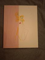 Handgemaakt schilderij met geborduurde vrouw, Ophalen of Verzenden