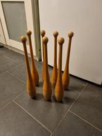 7 Vintage houten jongleerstokken - kegels - gymnastiek clubs, Kindermaat 146 t/m 176, Ophalen of Verzenden, Gebruikt, Materiaal