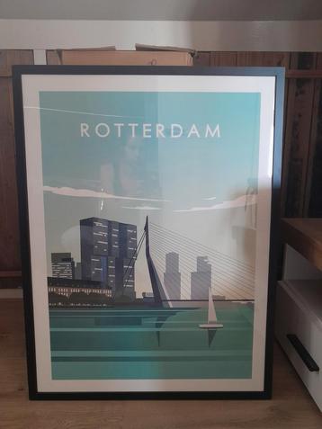 Poster Rotterdam Erasmusbrug in lijst 84x44cm beschikbaar voor biedingen