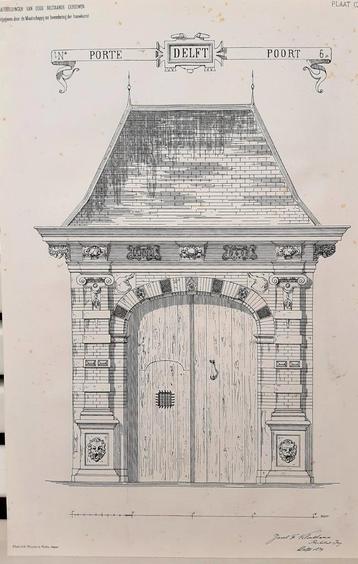 Bouwtekening van poort te Delft (1879) beschikbaar voor biedingen