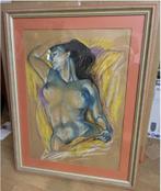 vintage liggend naakt krijt en potlood tekening, Ophalen