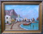 Vissersdorpje - gesigneerd - olieverf op doek - gelijst, Antiek en Kunst, Kunst | Schilderijen | Klassiek, Verzenden