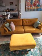 Torino 3 zits bank okergeel fluweel. Van Wehkamp, Huis en Inrichting, Ophalen, Gebruikt, Driepersoons, 75 tot 100 cm