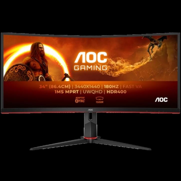 AOC GAMING CU34G2XP/BK 34" Wide Quad HD 180Hz, Computers en Software, Monitoren, Refurbished, 151 t/m 200 Hz, DisplayPort, HDMI