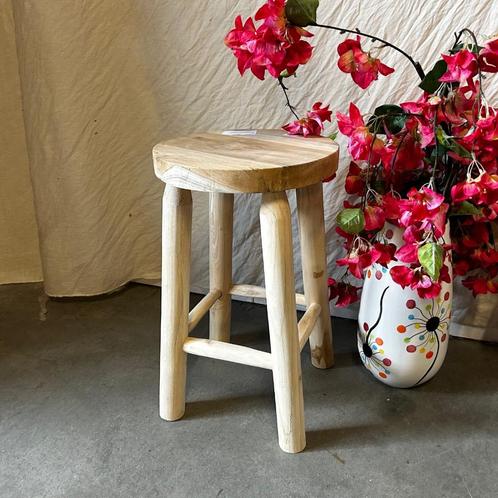 Rond krukje - massief teak - 50 cm hoog - TTM Wonen, Huis en Inrichting, Krukjes, Nieuw, Hout, Ophalen of Verzenden