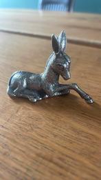 Miniatuur Ezel Veulen Zilverkleurig Metaal Figuur, Antiek en Kunst, Ophalen of Verzenden