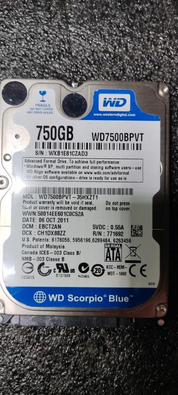 WD 750GB Harddisc 2.5 Inch SATA Past in Eufy Homebase 3 +PS4 beschikbaar voor biedingen