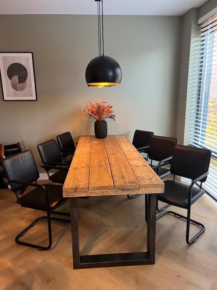 Set eetkamerstoelen zwart leer, Huis en Inrichting, Stoelen, Zo goed als nieuw, Vijf, Zes of meer stoelen, Leer, Zwart, Ophalen