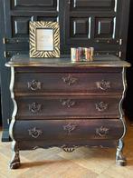 Vintage buikkastje brocante kastje zwart goud oude kast VdlM, Huis en Inrichting, Kasten | Ladekasten, Ophalen, Antiek buikladekastje barok halkastje ladekast leeuwenpootjes