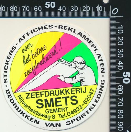 Sticker: Zeefdrukkerij Smets - Gemert, Verzamelen, Stickers, Zo goed als nieuw, Bedrijf of Vereniging, Verzenden