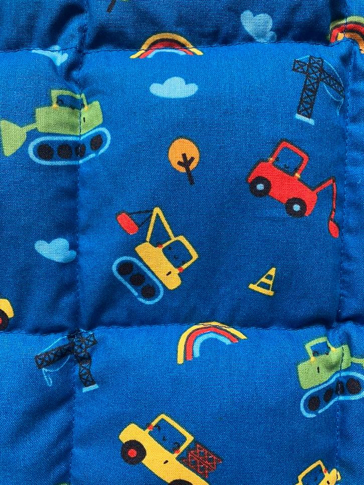 Warmtekussen, pittenzak, kruik.Kobaltblauw met graafmachine, Kinderen en Baby's, Kinderkamer | Beddengoed, Nieuw, Kussen, Blauw