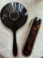 Zilveren handspiegel met borstel., Antiek en Kunst, Ophalen of Verzenden, Zilver