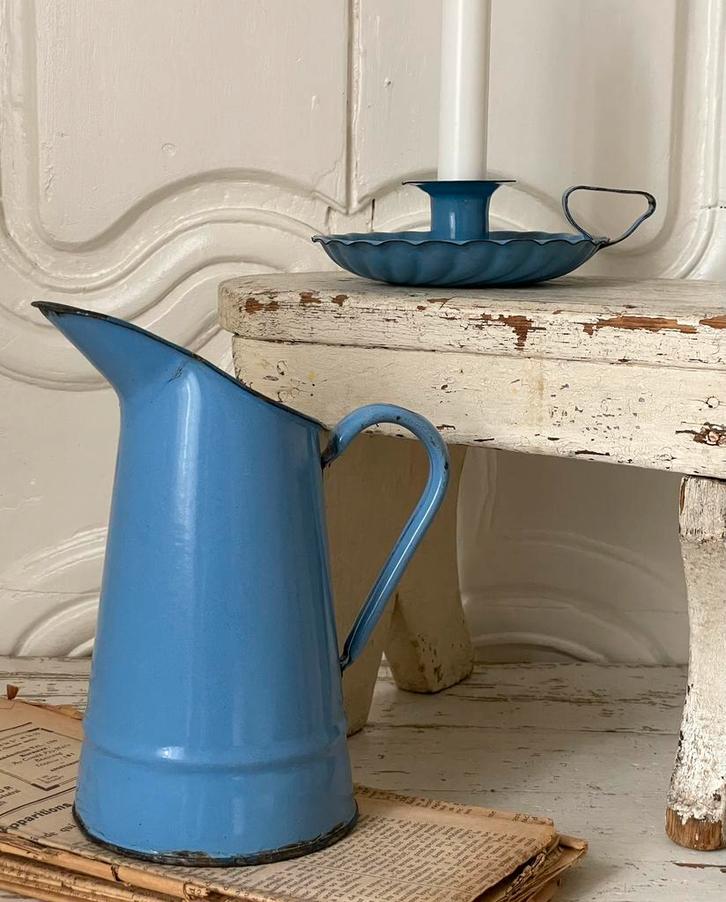 Emaille oud waterkannetje licht blauw, Antiek en Kunst, Antiek | Emaille, Ophalen of Verzenden