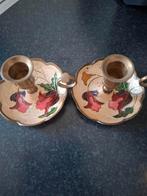 Mooie kaarsenhouders met emaille +schaal, Ophalen of Verzenden