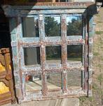 Zeer Oude spiegel ,India raamkozijn, Ophalen of Verzenden, Rechthoekig, 100 tot 150 cm, 100 tot 150 cm