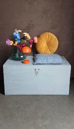 leuk blauw brocante houten dekenkist opbergkist kist, Ophalen, Minder dan 50 cm, Gebruikt, 50 tot 100 cm