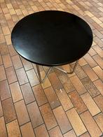 Vintage Bauhaus Gispen Thonet zwarte buisframe tafel.567, Ophalen, Bauhaus, Metaal of Aluminium, Rond