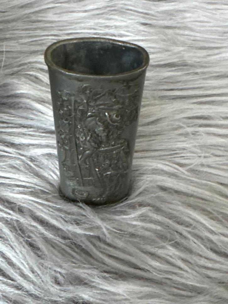 Vintage Tinnen Aanstekerhouder met Motief, Antiek en Kunst, Antiek | Tin, Ophalen of Verzenden