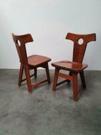 brutalist vintage eiken solid oak chairs 60s, Ophalen