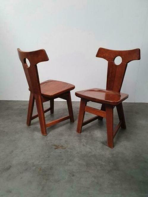 brutalist vintage eiken solid oak chairs 60s, Antiek en Kunst, Antiek | Meubels | Stoelen en Banken, Ophalen