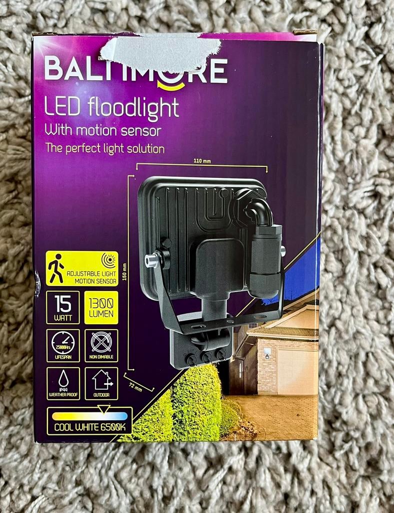 Baltimore LED Floodlight met Bewegingssensor, Bewegingssensor, Minder dan 50 watt, Wandlamp, Ophalen of Verzenden