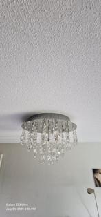 Moderne plafondlamp met kristallen – G9 fitting., Huis en Inrichting, Lampen | Plafondlampen, Ophalen, Gebruikt, Glas