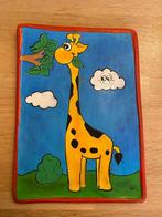 Vrolijke aardewerk schilderij giraffe voor kinderkamer, Kinderen en Baby's, Ophalen of Verzenden, Wanddecoratie, Zo goed als nieuw