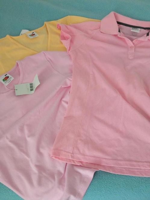 2X Fruit of the Loom roze+geel Mt L+Leontien polo roze mt M, Kleding | Dames, T-shirts, Nieuw, Roze, Korte mouw, Ophalen of Verzenden
