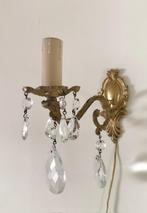 Antiek Frans bronzen wandlampje met glaspegels, Ophalen of Verzenden