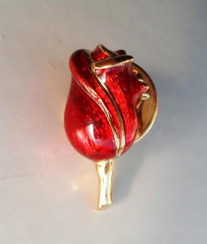 Broche Tulp. Gemerkt. Ballou sieraden. Jaren '80., Sieraden, Tassen en Uiterlijk, Broches, Nieuw, Overige materialen, Overige kleuren