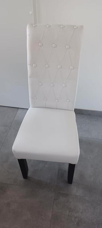 6 witte hoge eetkamer stoelen kunst leder In gebruikte staat
